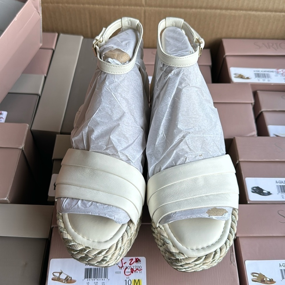 Franco Sarto A-Via Espadrille Platform Wedge Sandal in Shine White - Picture 4 of 8
